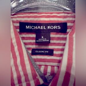 Michael Kors Red and White Striped Shirt with denim lining.